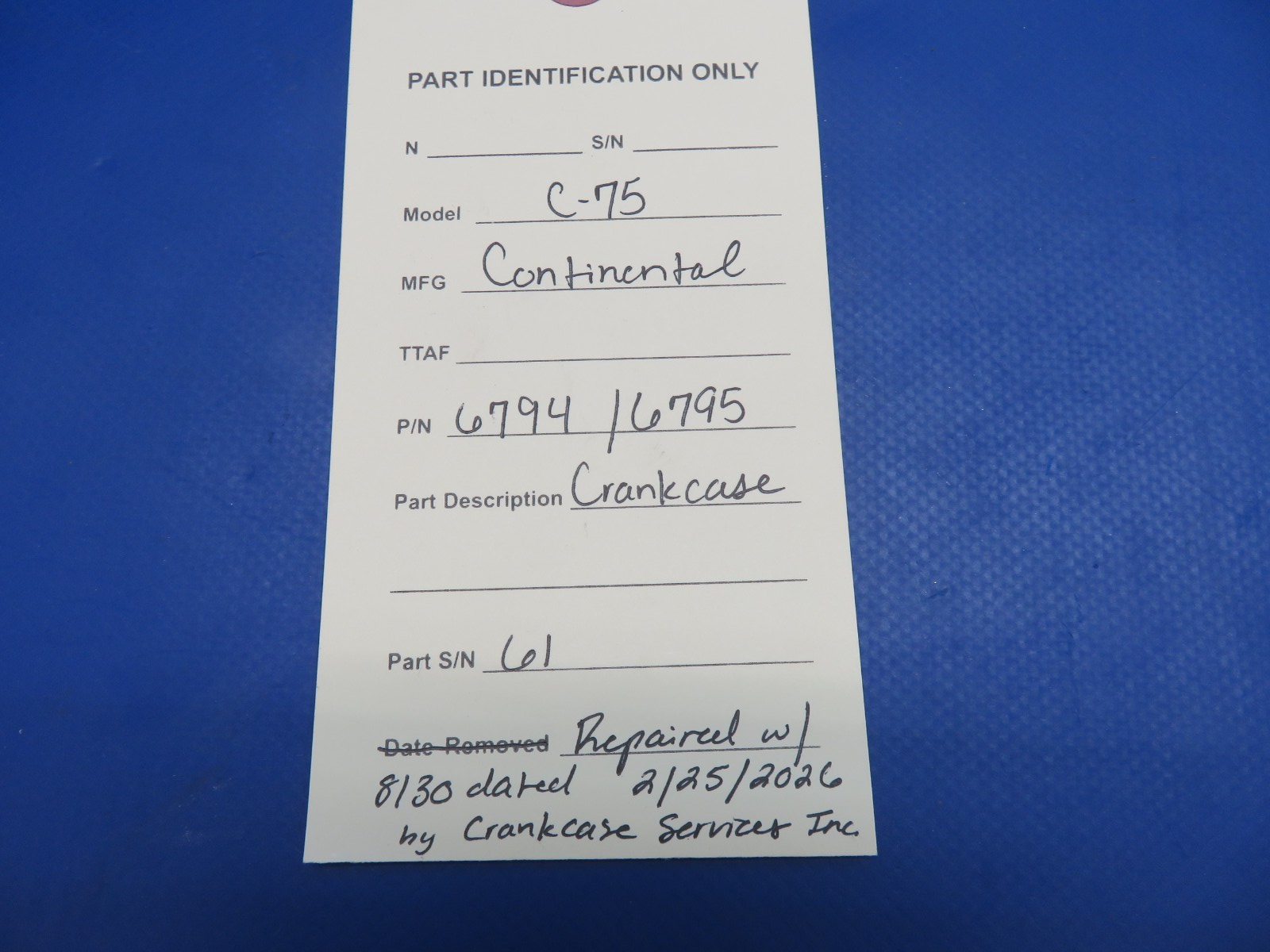 Continental C-75 / C-85 Crankcase P/N 6794 / 6795 REPAIRED w/ 8130 (0326-1767)19