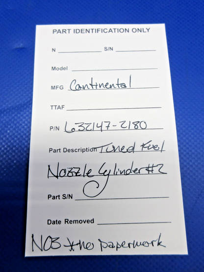 Continental Tuned Fuel Nozzle Cylinder #2 P/N 632147-2180 NOS (0426-700)10