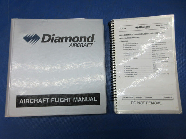 Diamond Aircraft Flight Manual DA40 & Checklist Doc.#6.01.01-E (1124-1263)