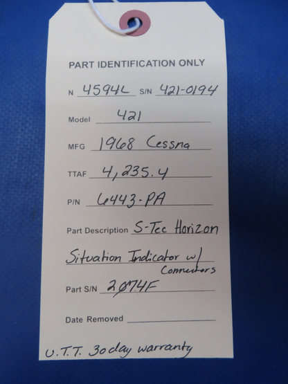 Cessna 421  S-Tec Horizon Situation Indicator P/N 6443-PA WARRANTY (0326-241)11