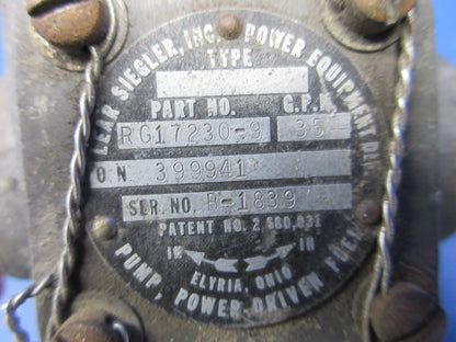 Bell 47J-2 Lear Siegler Power Driven Fuel Pump RG17230-9 CORE (1124-1369)1