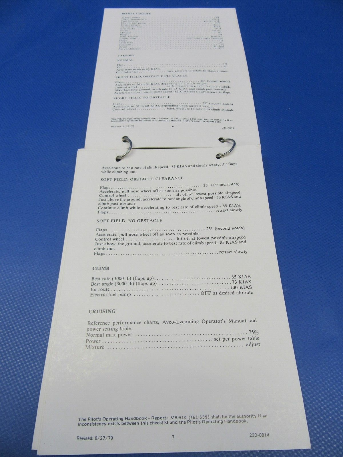 Various Original Piper Checklists PA-28 / PA-32 Lot of 9 (0124-31)