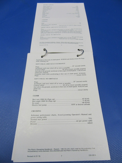 Various Original Piper Checklists PA-28 / PA-32 Lot of 9 (0124-31)