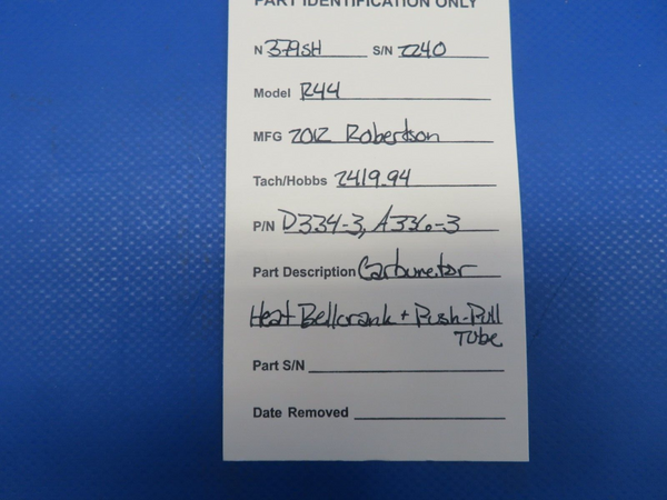 Robinson R44 Raven II Helicopter Carburetor Heat Bellcrank P/N D334-3 (0724-857)