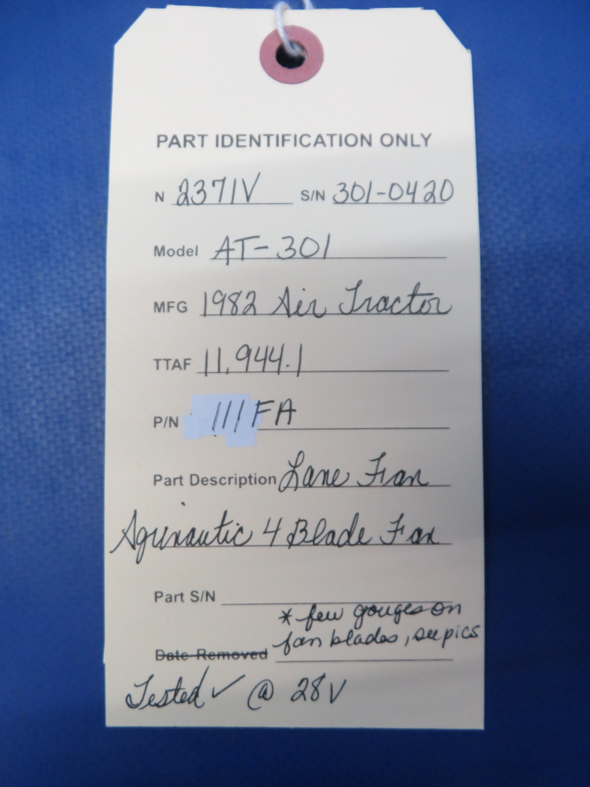 Air Tractor AT-301 Lane Fan Agrinautic 4 Blade Fan P/N 111FA TESTED (0426-110)17
