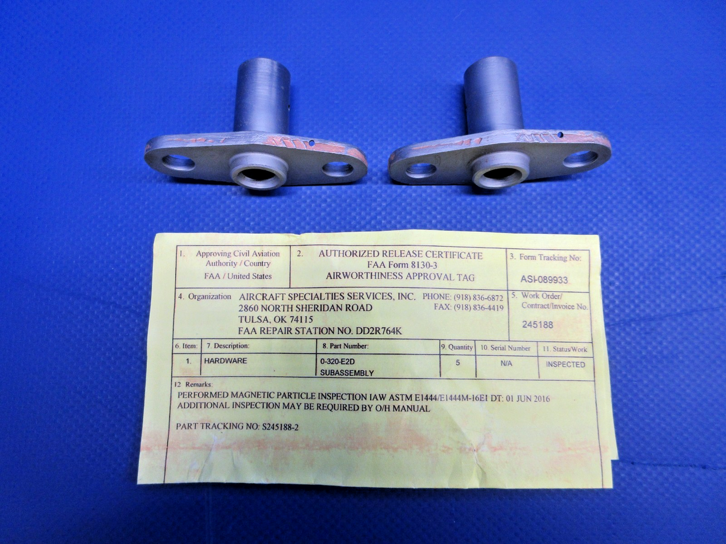 Lycoming Crankshaft Idler Gear Shaft w/8130 P/N LW-13796 LOT OF 2 (0226-994)1