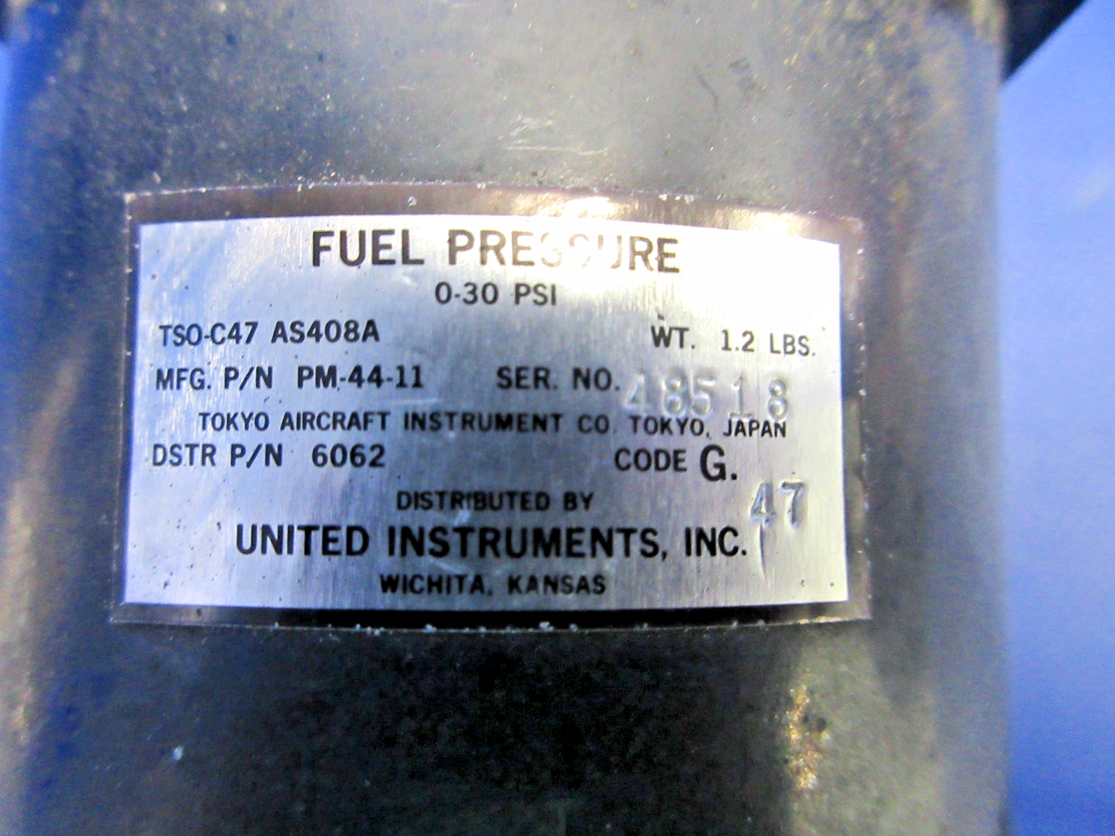 Piper PA-23-250 Aztec United Instruments Fuel P/N PM-44-11 WARRANTY (0726-730)3