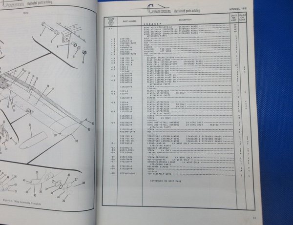 Cessna 182 & Skylane 1962 thru 1973 Parts Catalog P/N P515-12 (1024-1298)