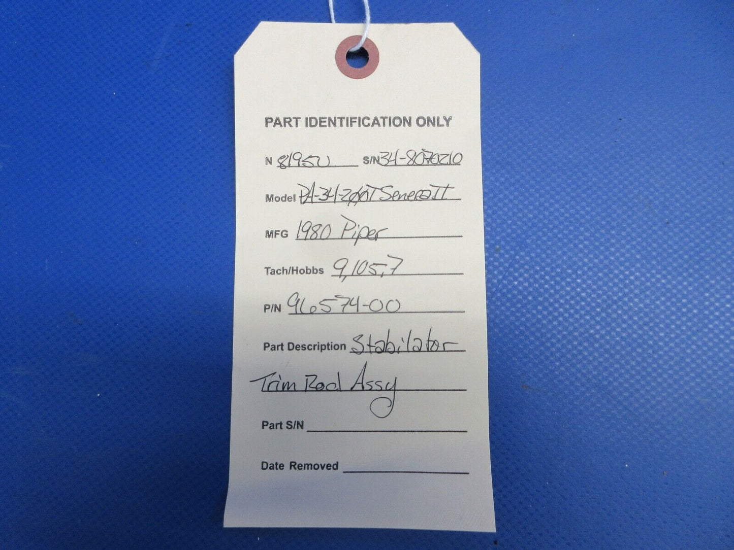 Piper PA-34-200T Seneca II Stabilator Trim Rod Assy P/N 96574-00 (0524-1944)