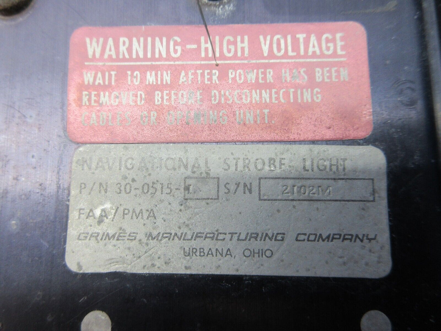Cessna 310 Grimes RH Strobe Power Supply 28v P/N 30-0515-1 TESTED (1224-1282)