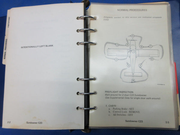 Beech C23 Sundowner Pilot's Operating Manual P/N 169-590008-17 (1124-1262)