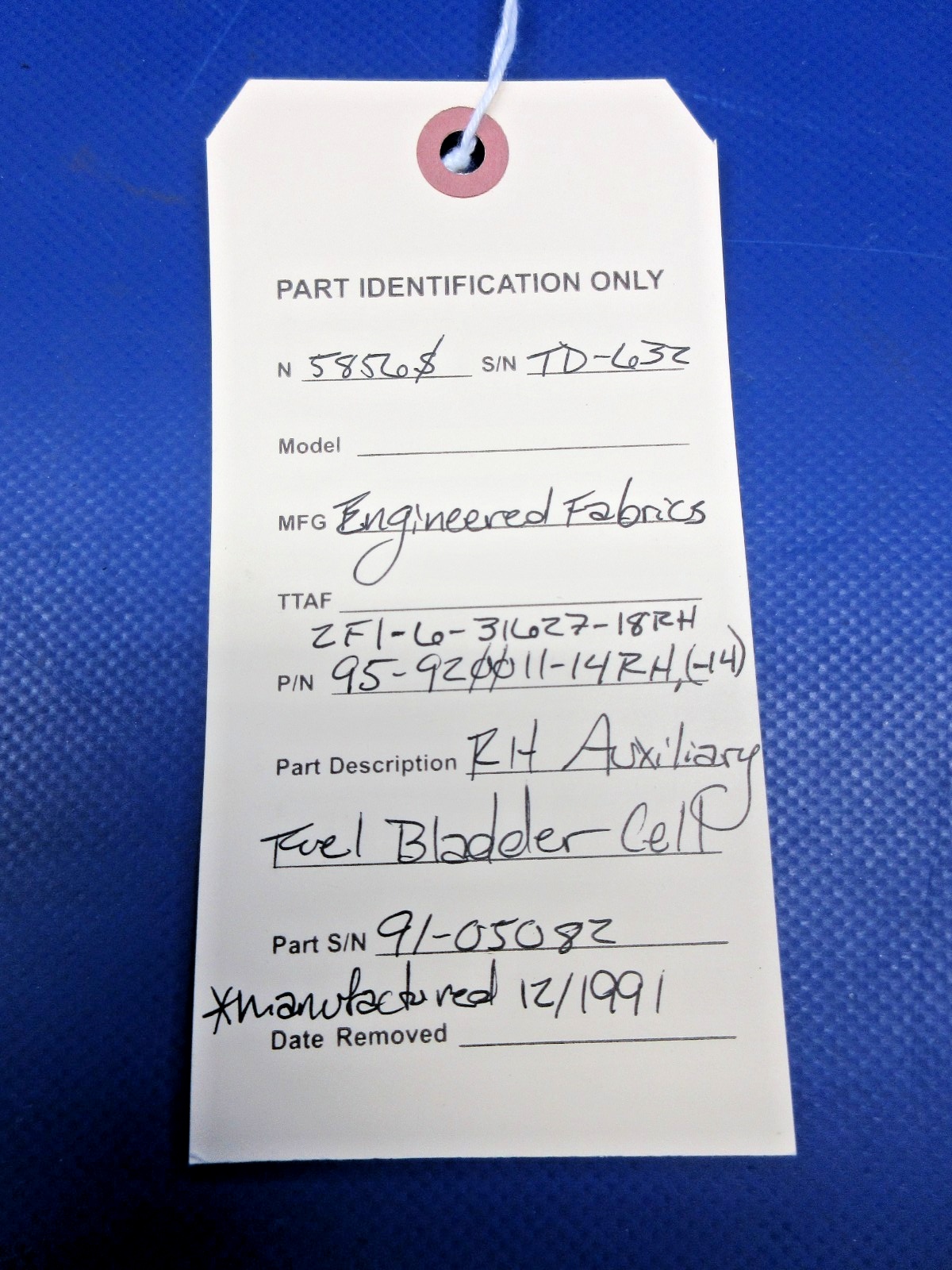 Beech Engineered Fabric RH Aux Fuel Bladder Cell 95-920011-14RH CORE (0326-855)23