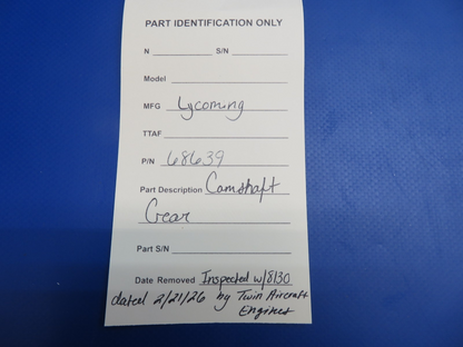 Lycoming Camshaft Gear P/N 68639 Inspected w/ 8130 (0326-1702)9