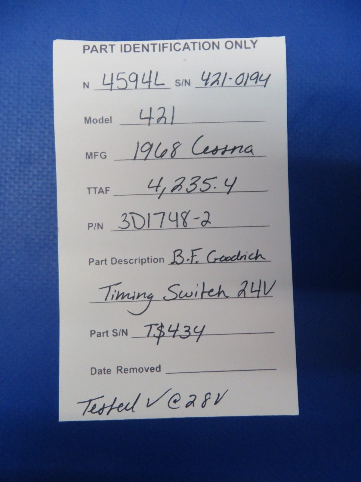 Cessna 421 B.F. Goodrich Timing Switch 24v P/N 3D1748-2 TESTED (0326-136)10