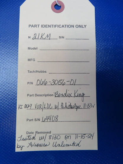Bendix King KI 209 VOR/LOC Glideslope 11-33v 066-3056-01 TESTED 8130 (1224-100)