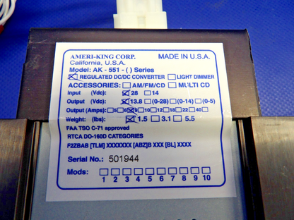Ameri-King AK-551 Regulated DC/DC Converter 28/13.8V (0426-1257)1