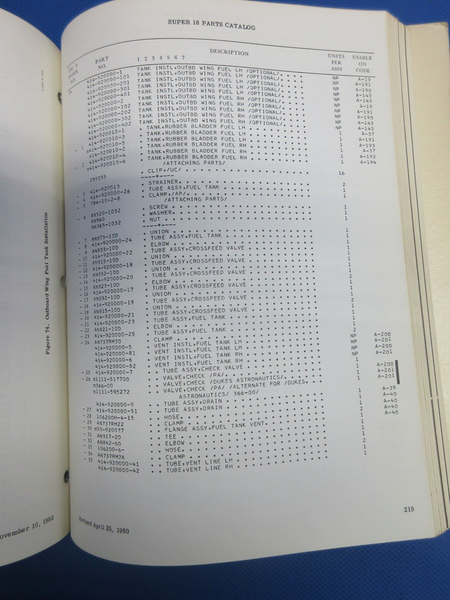 Beech 18 E18S / E18S - 9700 / G18S Parts Catalog (0124-1361)