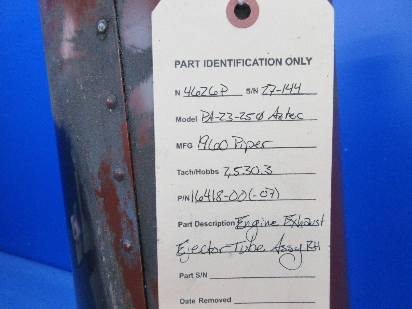Piper PA-23-250 Aztec Engine Exhaust Ejector Tube Assy RH  16418-00 (0624-767)