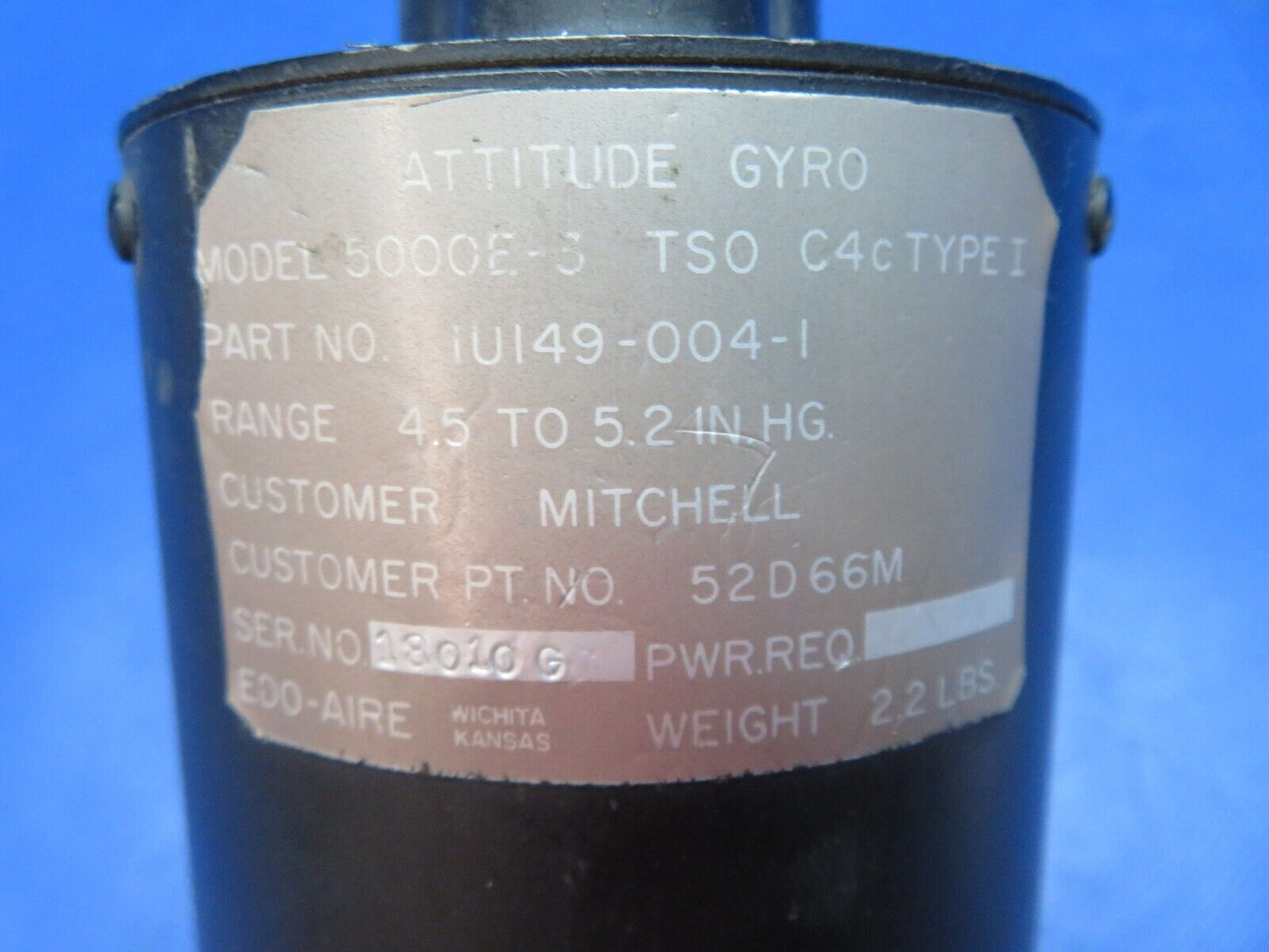Edo-Aire Mitchell 5000E-3 Attitude Gyro P/N 1U149-004-1 CORE (0824-1760)