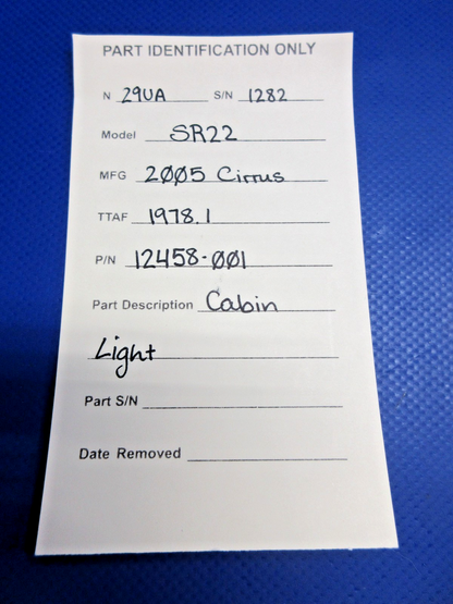Cirrus SR22 Cabin Light P/N 12458-001 (0926-864)10