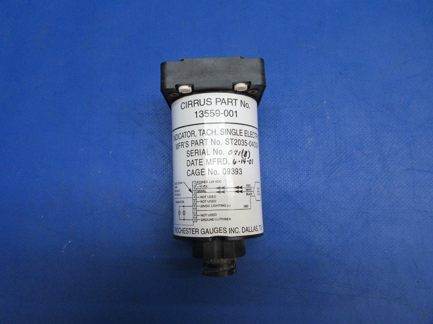 Cirrus SR-22 Rochester Electric Tachometer P/N 13559-001 WARRANTY (0923-931)2