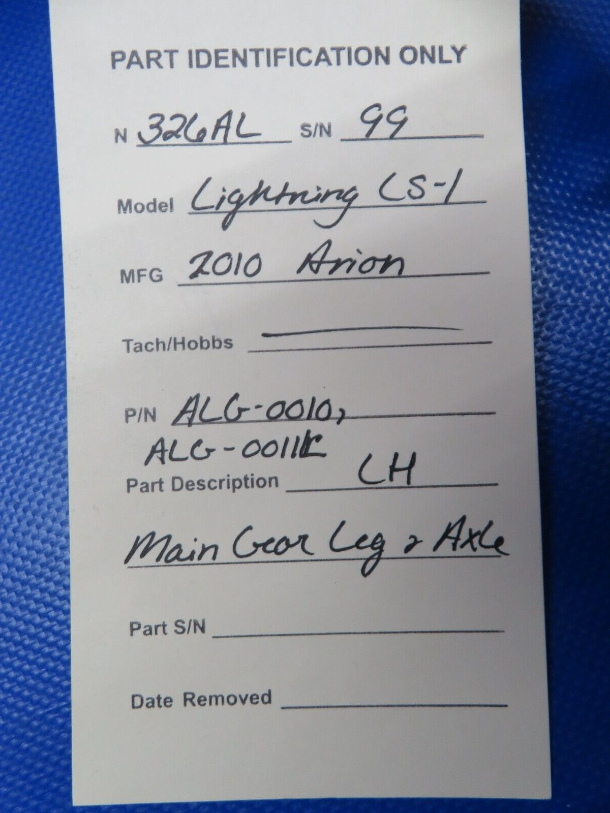 Arion Lightning LS-1 LH Main Gear Leg & Axle P/N ALG-0010 (0324-221)15