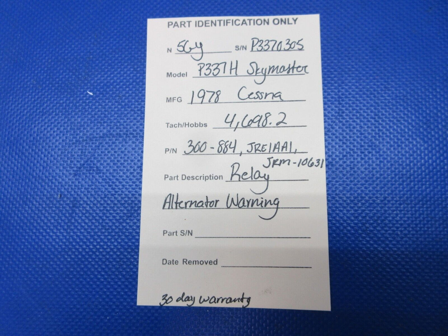 Cessna 337 Skymaster Alternator Warning Relay P/N 300-884 TESTED (0624-1264)