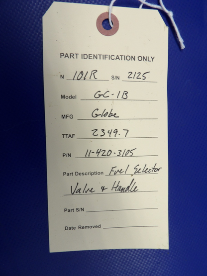 Globe GC-1B Swift Fuel Selector Valve And Handle P/N 11-420-3105 (0326-412)17