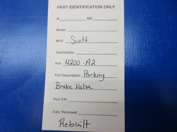 Scott Parking Brake Valve P/N 4200-A2 REBUILT (1224-1301)