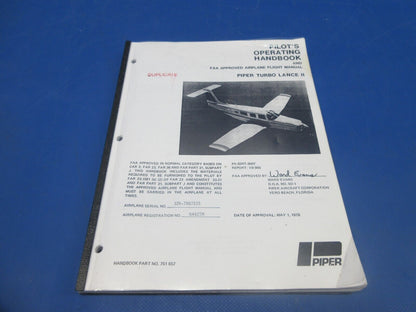 Piper PA-32RT-300T Pilot Operating Handbooks & Check List P/N 230-58 (1124-702)