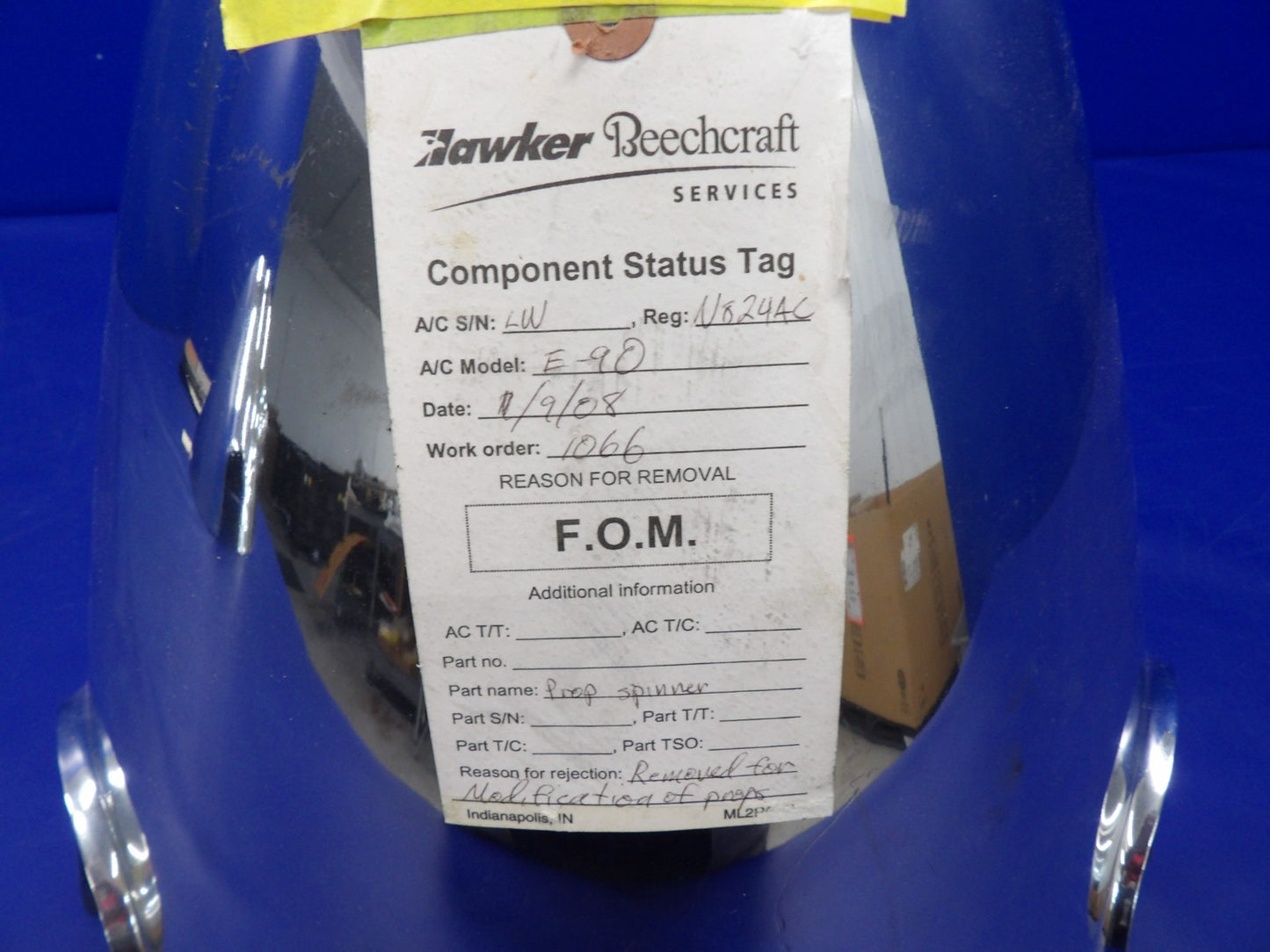 Dented Beech 58 Baron 3-Blade Propeller Spinner Dome P/N C3004 (0226-2029)1