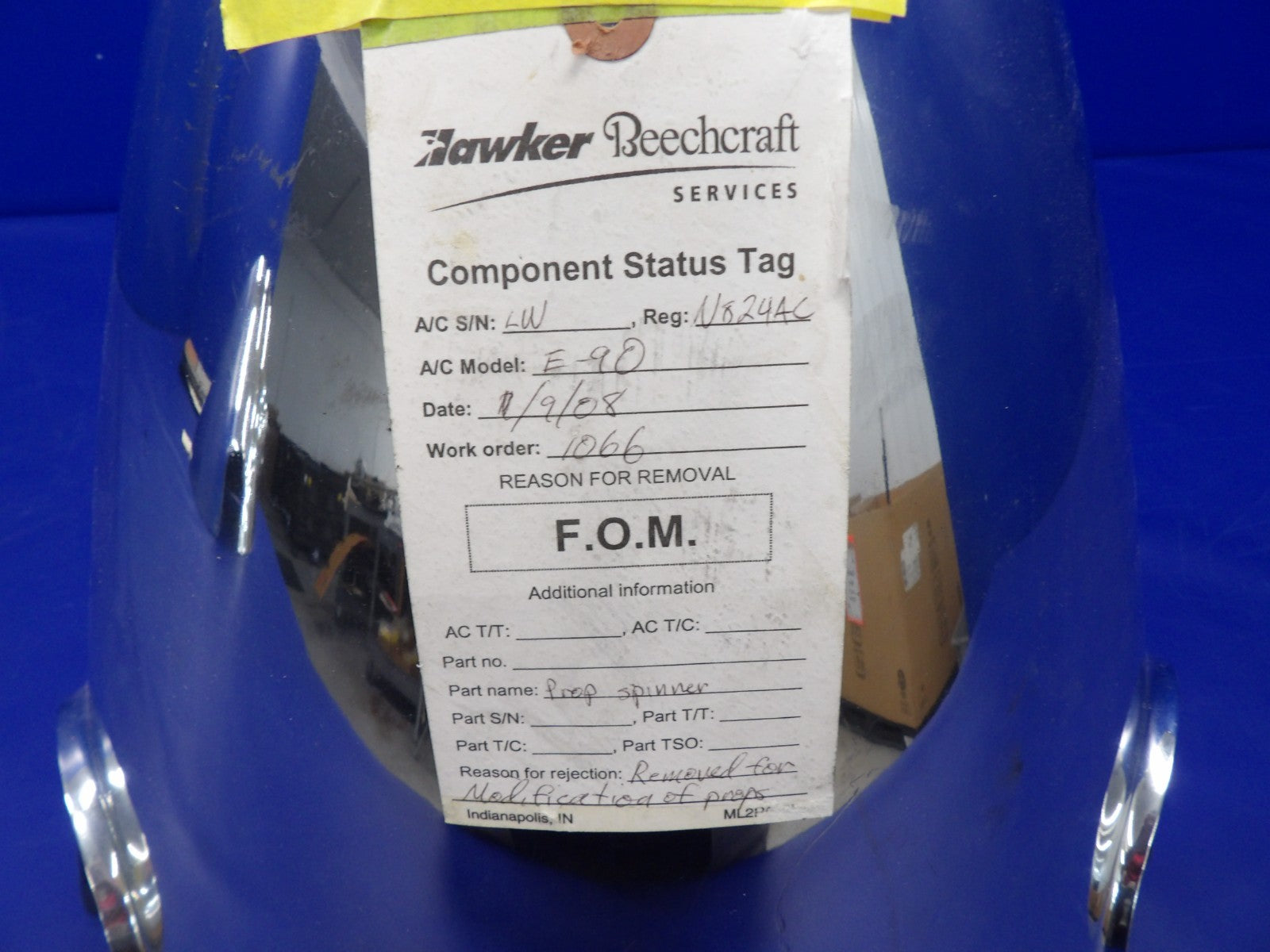 Dented Beech 58 Baron 3-Blade Propeller Spinner Dome P/N C3004 (0226-2029)1