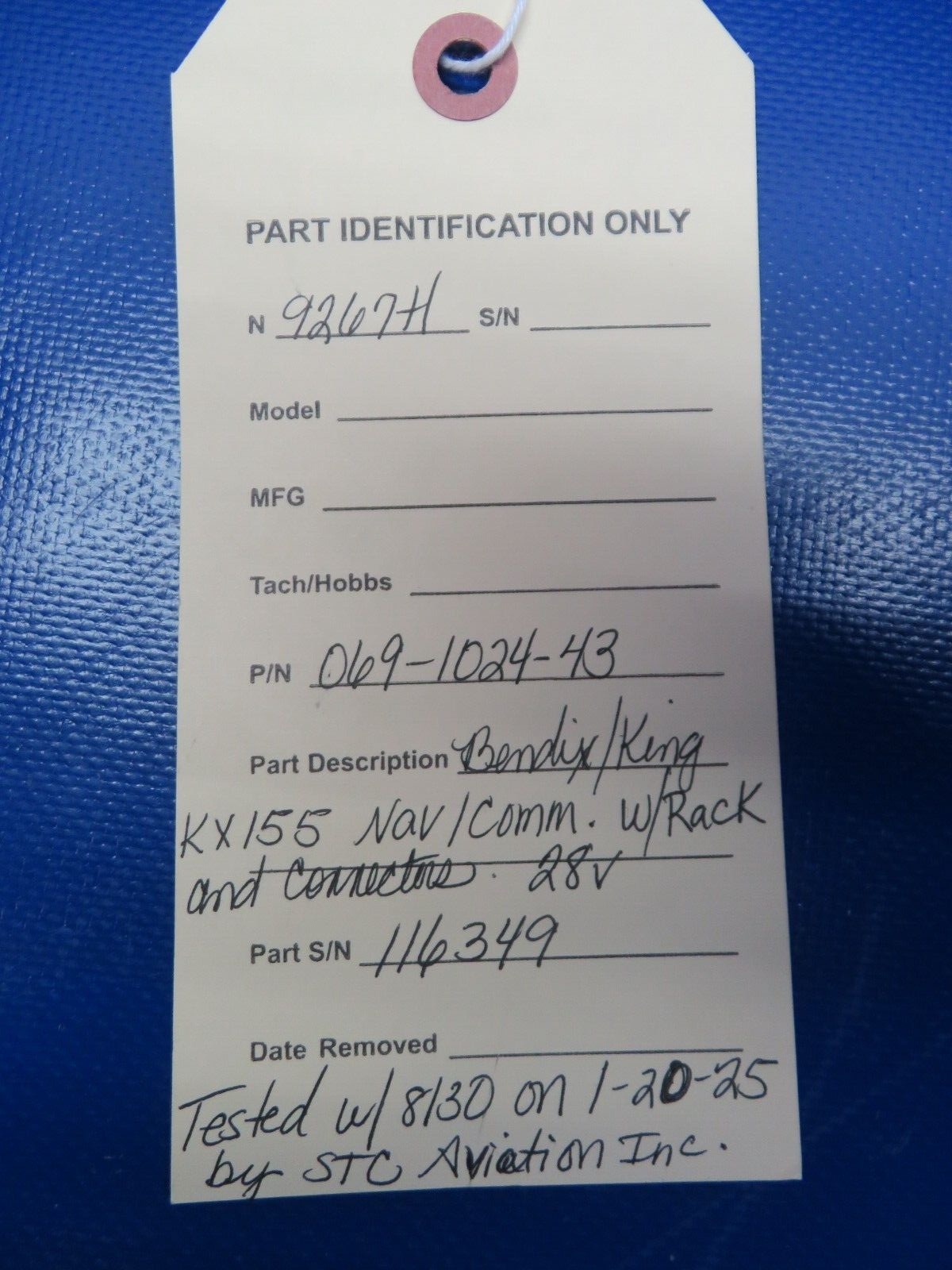 Bendix/King KX155 NAV/COMM w Connector 28V 069-1024-43 TESTED w/ 8130 (0125-196)18