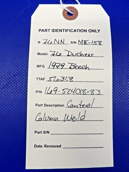 Beech 76 Duchess Control Column Weld P/N 169-524018-83 (0526-2054)11