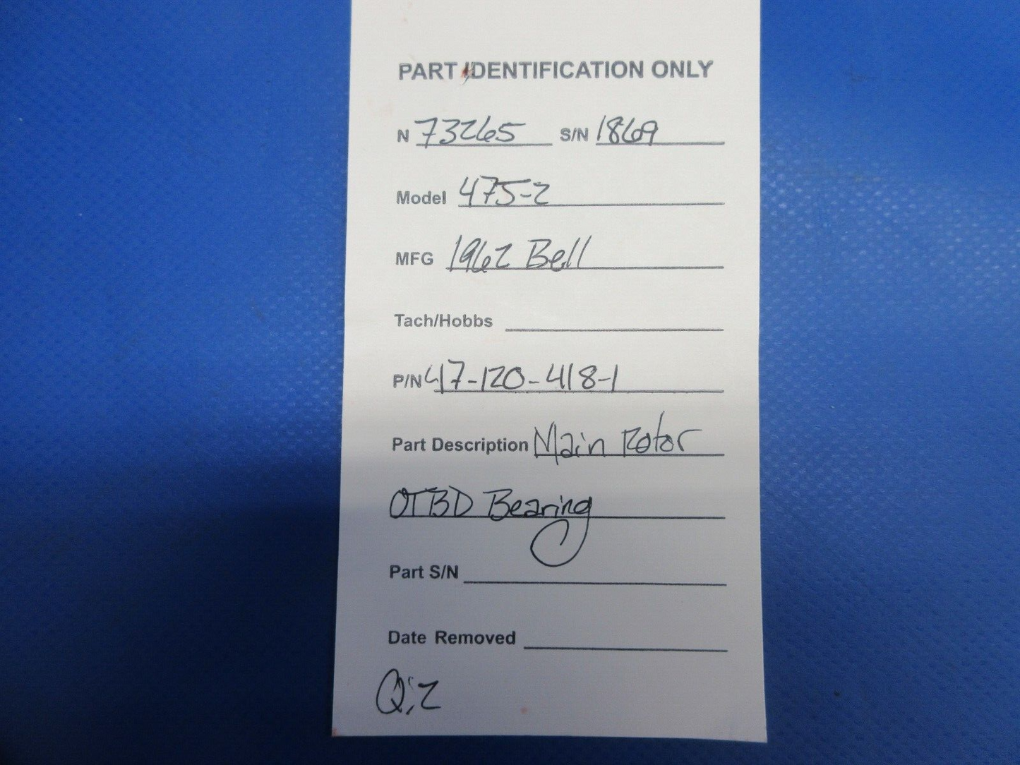 Bell 47J-2 Helicopter Main Rotor OTBD Bearing P/N 47-120-418-1 (1124-888)
