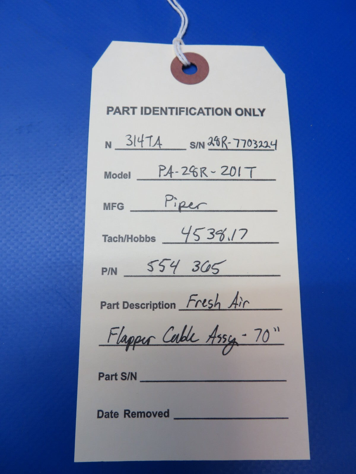 Piper PA-28R-201T Fresh Air Flapper Cable Assy 70" P/N 554-365 (1122-483)7