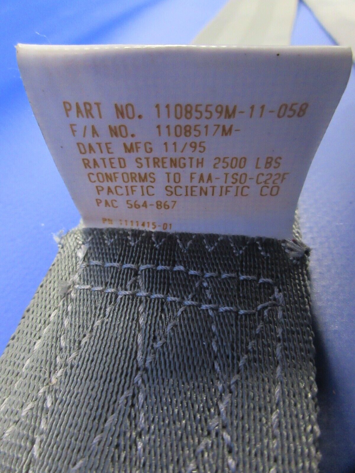 Piper PA-28 Pacific Scientific Pilot Sear Lap Belt 1108558M-11-058 (1224-720)