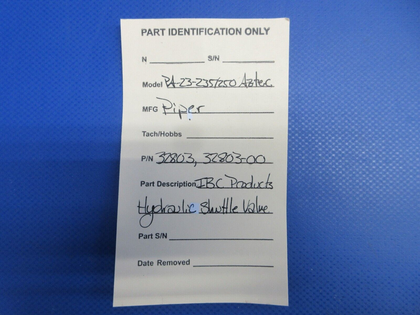 Piper PA-23-235 IBC Products Hydraulic Shuttle Valve P/N 32803 (0524-1830)