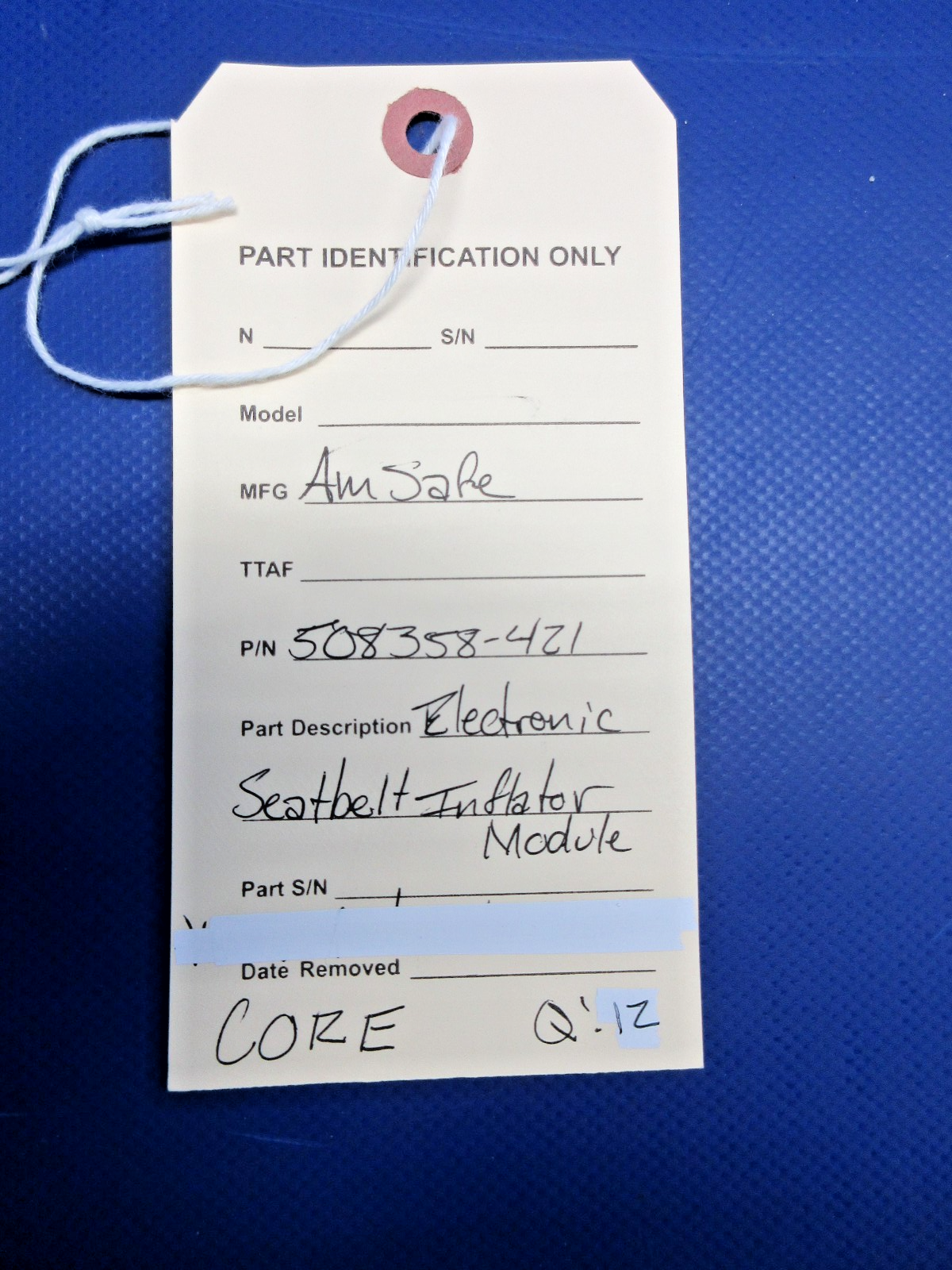 AmSafe Electronic Seatbelt Inflator Module P/N 508358-421 CORE (0326-713)10