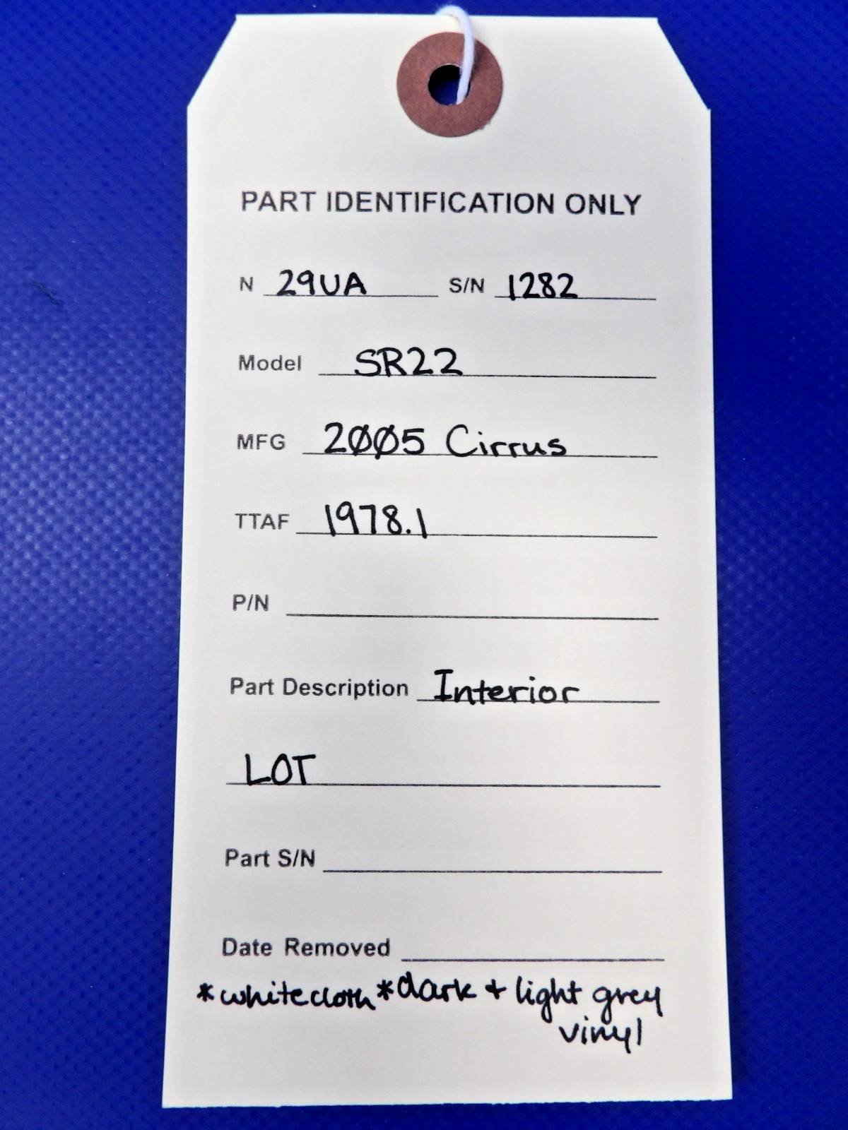Cirrus SR22 Interior Headliner, Door & Side Panels LOT (0926-1226)8