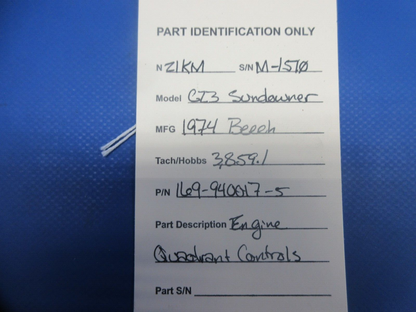 Beech C23 Sundowner Engine Quadrant Controls P/N 169-940017-5 (0724-938)