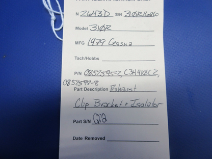 Cessna 310 / 310R Exhaust Clip Bracket & Isolator P/N 0852595-2 (0225-790)8