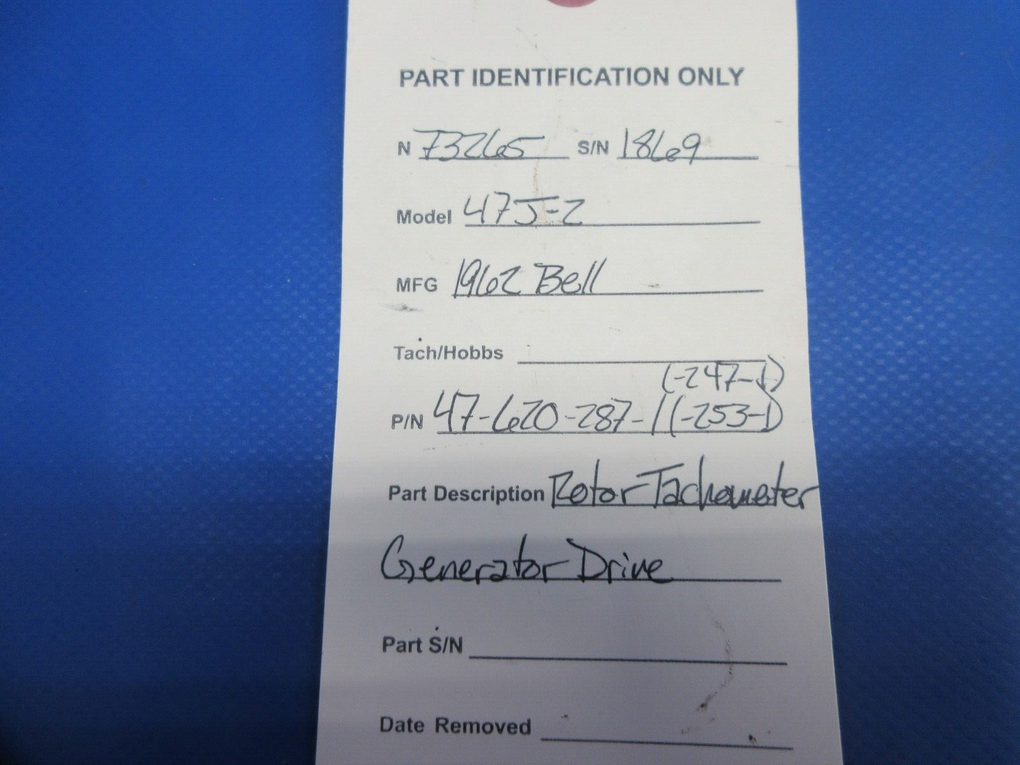 Bell 47J-2 Helicopter Rotor Tachometer Generator Drive 47-620-287-1 (1124-919)