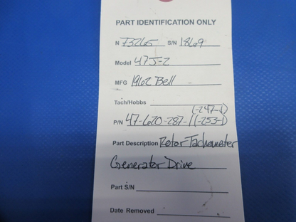 Bell 47J-2 Helicopter Rotor Tachometer Generator Drive 47-620-287-1 (1124-919)