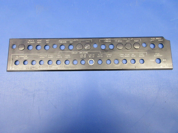 Beech 95 / D95A Travel Air Edge Lighted Switch Panel 96-324034-19 (0524-1143)