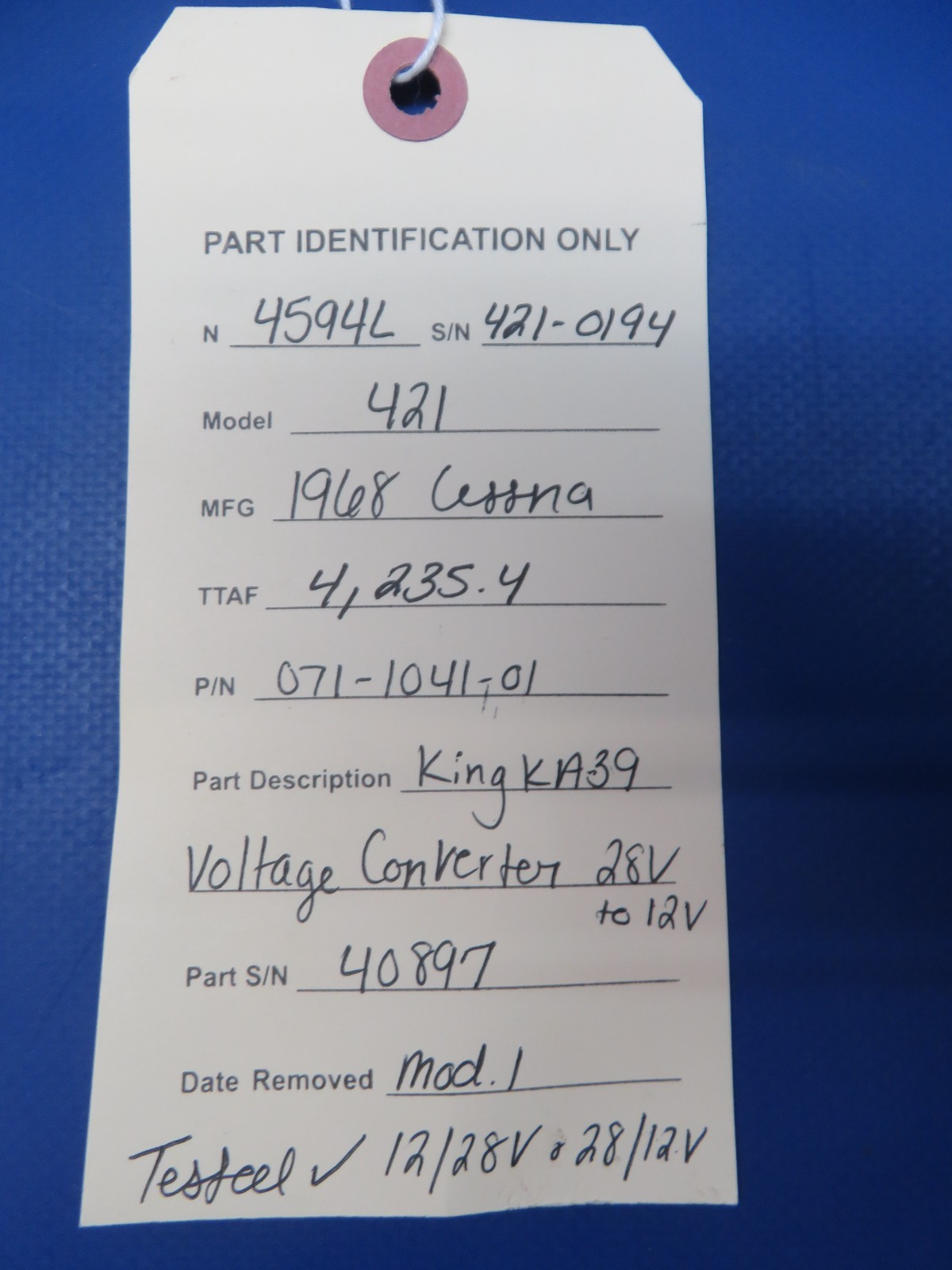 @essna 421 King KA-39 Voltage Converter 28v to 12v 071-1041-01 TESTED (0326-162)10