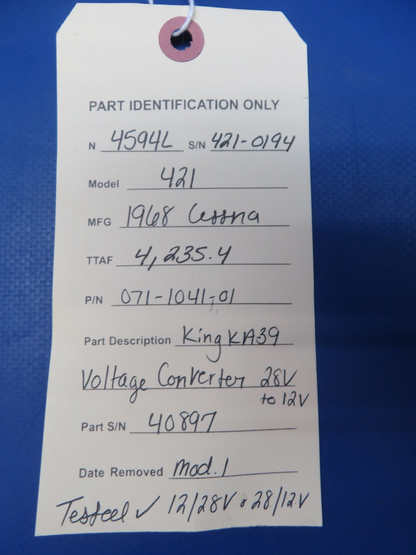 @essna 421 King KA-39 Voltage Converter 28v to 12v 071-1041-01 TESTED (0326-162)10
