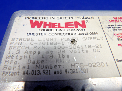Whelen Strobe Light Power Supply 28V P/N C-70188-1 TESTED (0426-1343)1