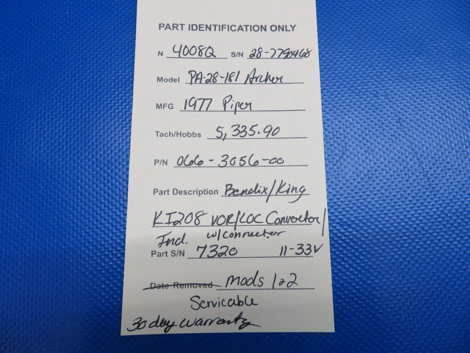 Bendix/King KI208 VOR/LOC Converter/Ind. 11-33V 066-3056-00 WARRANTY (0424-1789)10