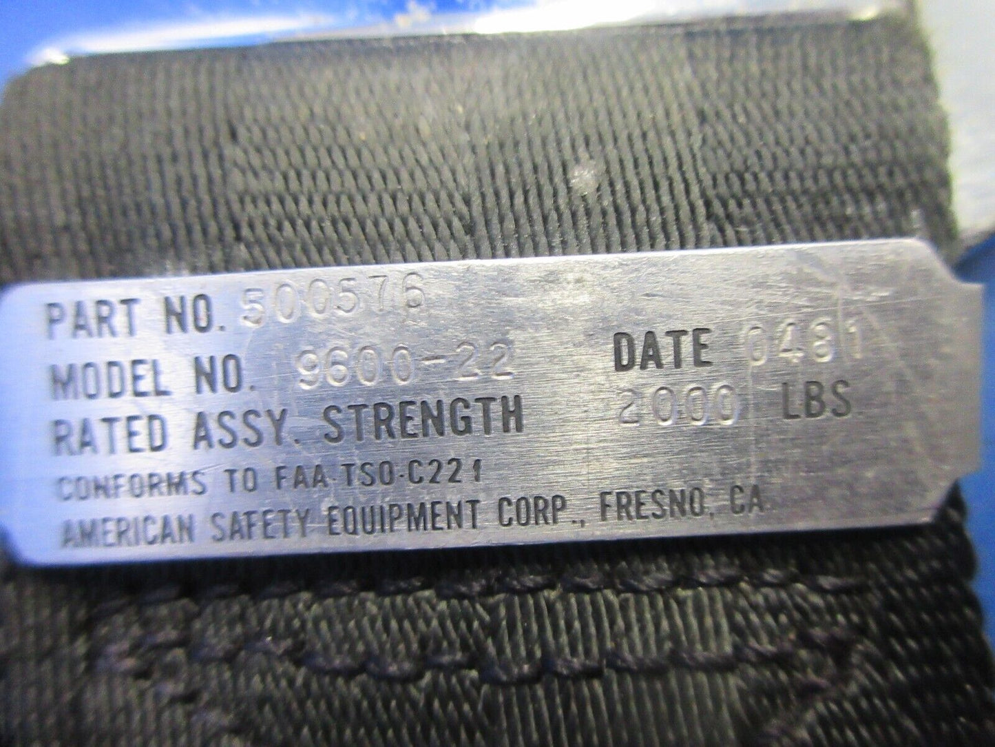 Aeronca 11AC Chief Pilot Seat Belt Assembly P/N 500576 (1024-757)